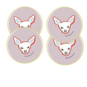 Pet Shop by Fringe Studio BFF Chihuahua Ceramic Coasters.NWT